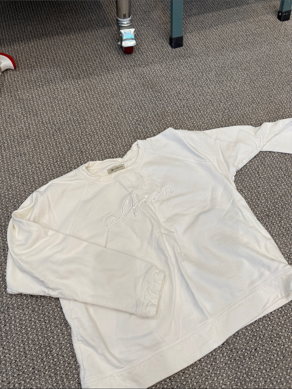 Albion Cream Embroidered Logo Crewneck Sweatshirt